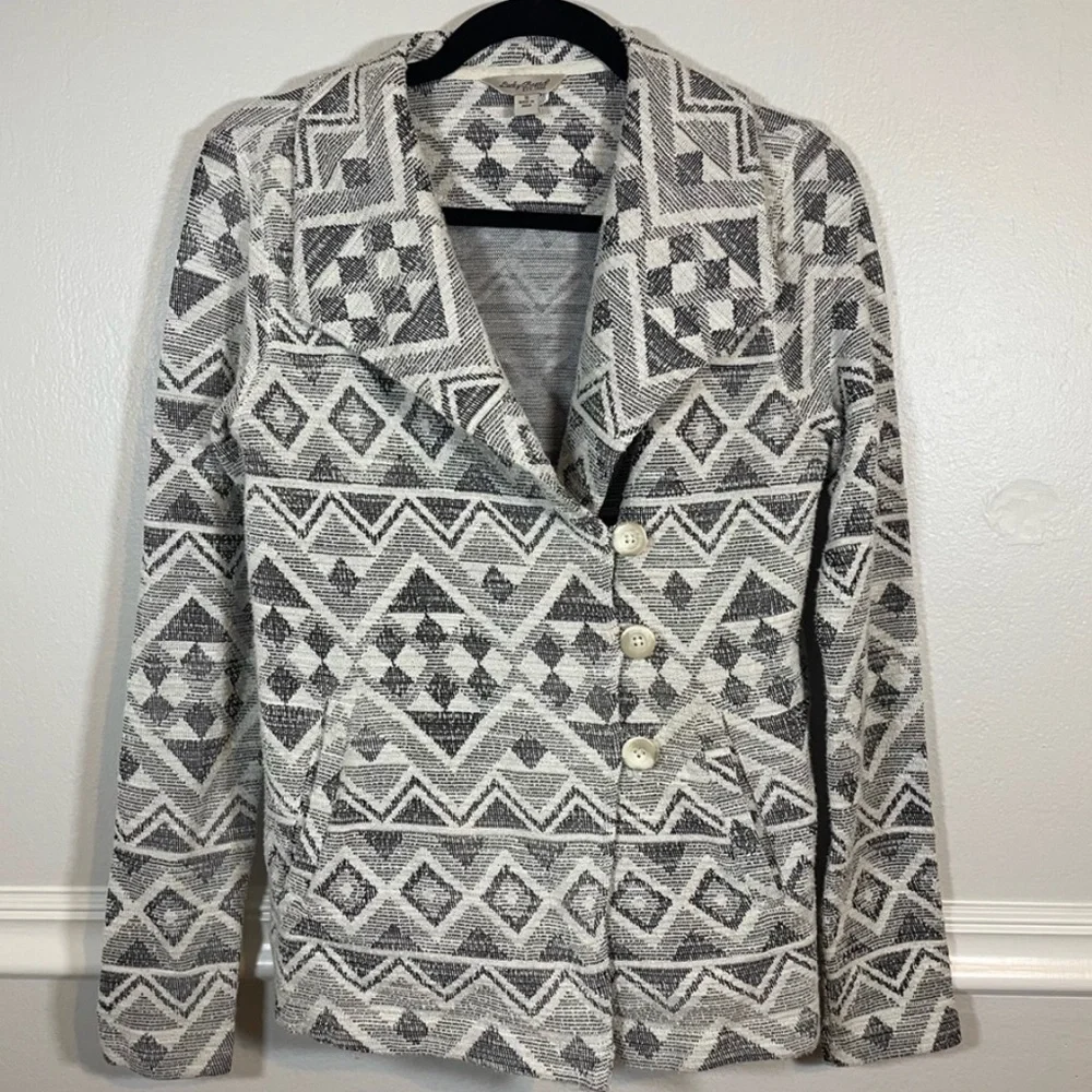 Lucky Brand Tribal Pattern Button Front Blazer Jacket Size M - Picture 9 of 13